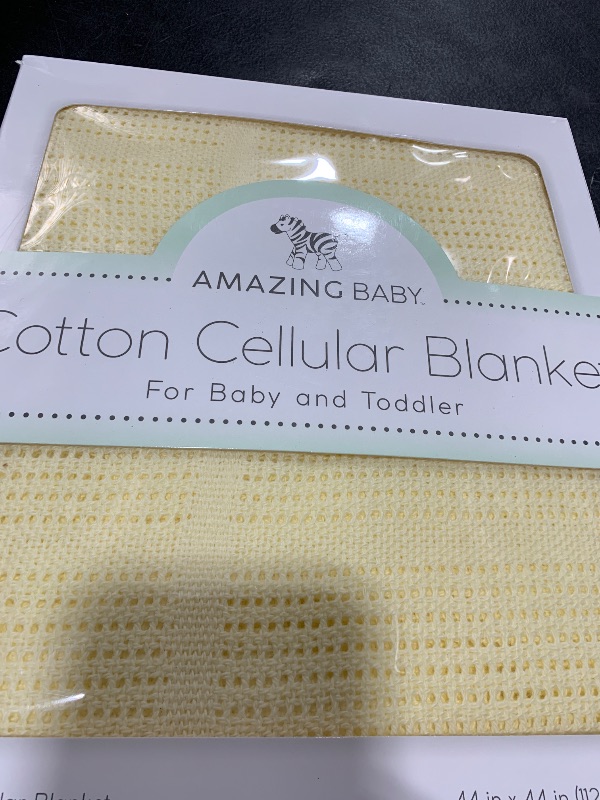 Photo 1 of Amazing Baby Cellular Blanket, Premium Cotton, Ultra Soft, Breathable, Cozy Gift for Baby Boys and Girls, Favorite Toddler Blanket, 44 x 44 inches (112 x 112 cm), Soft Yellow