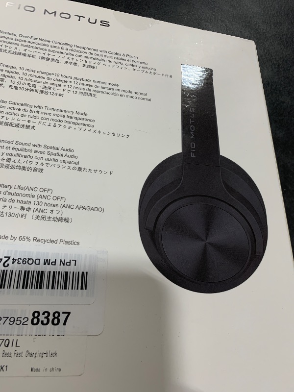 Photo 1 of FIO MOTUS Noise Cancelling Headphones: Wireless Over Ear Bluetooth Headphones with 130H Playtime - Hi-Res Sound Custom EQ via App Deep Bass Comfort Fit Ear Cups for Travel Home Office