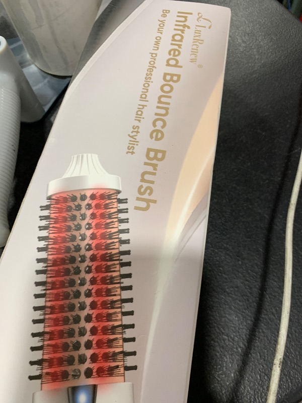 Photo 1 of Infrared Bounce Brush, Heated Thermal Round Brush with Negative Ion Technology, 10 Heat Settings for Blowout Look with Hair Care Oil, Straightening & Curling, Suitable for All Hair Types, Cream White