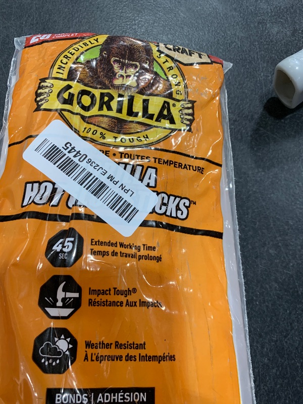 Photo 1 of Gorilla Hot Glue Sticks, Clear Glue, Full Size 8" Long x 0.43" Diameter, 20 Count (Pack of 1) - Safe for All Temperatures with Extended Working Time