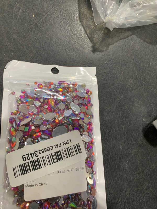 Photo 1 of 1000Pcs AB Rhinestones Gems Jewels, Acrylic Flatback Crystal Gemstone, Mix Shape Craft Stones Gems for Dress, Bag, Jeans, Clothes, Dance Costume, Shoes Crafting Accessories (11 Red AB)