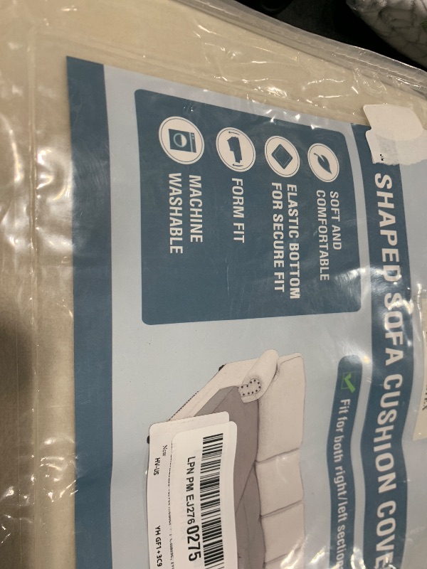 Photo 1 of H.VERSAILTEX Velvet Stretch Sectional Couch Covers - 4 Piece Sofa Seat Cushions for L Shape Sectional Couch (Large 3 Seater + 1 Chaise, Ivory)