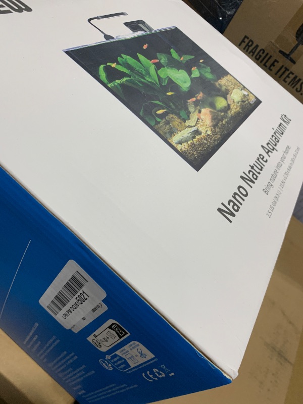 Photo 1 of NICREW 2.5 Gallon Nano Nature Aquarium Kit, Ultra-Clear Rimless Desktop Fish Tank with Light and Filter, Perfect for Small Fish, Shrimp, or Betta, Basic Version