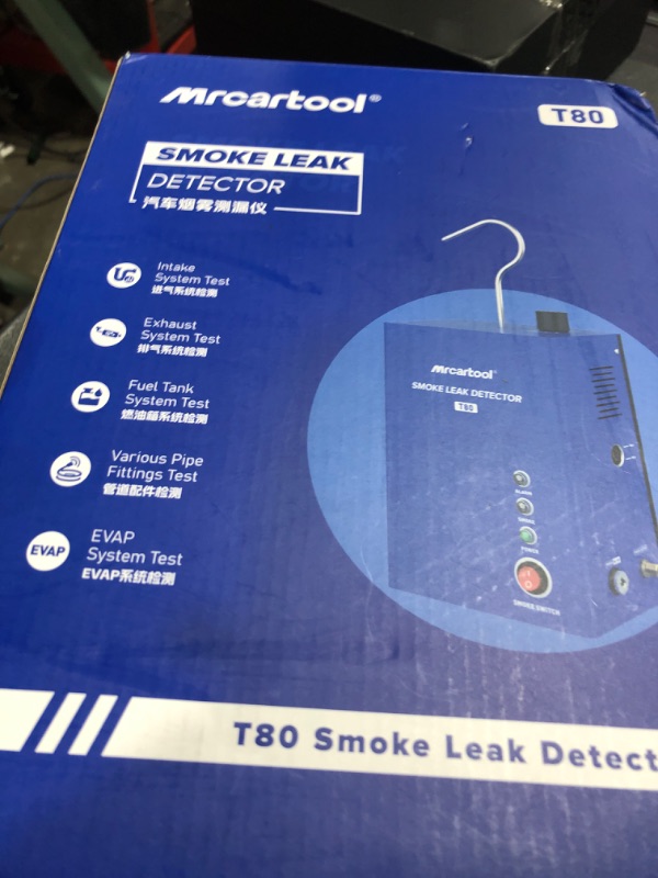 Photo 1 of MR CARTOOL T80 Automotive Smoke Machine Leak Detector, EVAP Vacuum Smoke Tester Machine with Liquid Level Gauge, Built-in Air Pump Smoke Detector for All DC 12V Vehicles