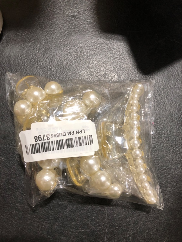 Photo 1 of Mehayi 4 PCS Large Pearl Hair Claw Clips for Women Girls, Hair Barrette Clamps for Thick Thin Hair, Fashion Hair Accessories Headwear Styling Tools for Party Wedding