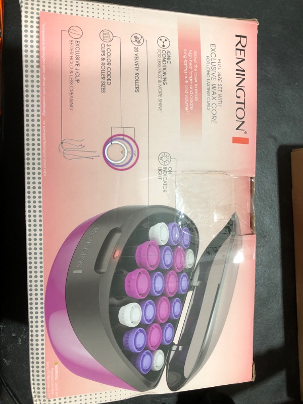 Photo 1 of Remington Ionic Conditioning Hair Setter, 20 Velvet Hair Rollers, 6 Large (1¼”), 10 Medium (1"), 4 Small (¾”), Blowout Style Hair Curlers