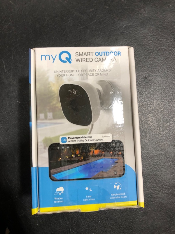 Photo 1 of myQ Smart Outdoor Wired Camera - 1080p HD Video, Color Night Vision, Smart Lock & Garage Integration, Motion Detection, Wi-Fi, Two-Way Audio, Smartphone Control