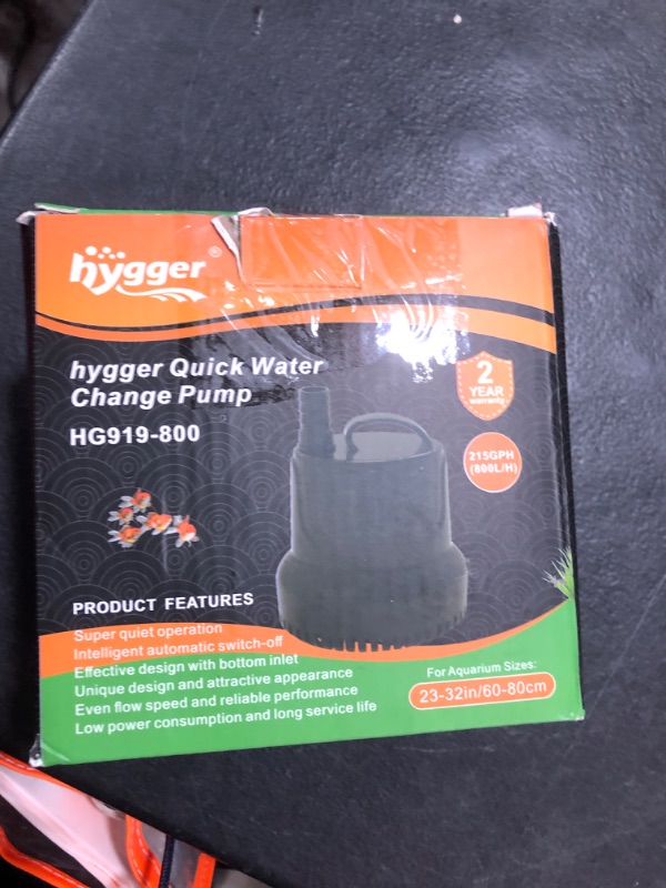Photo 1 of hygger 215 GPH Quick Water Change Aquarium Pump Submersible Fountain Water Pump Fish Tank Pond Drain Transfer Pump with 2 Adaptors