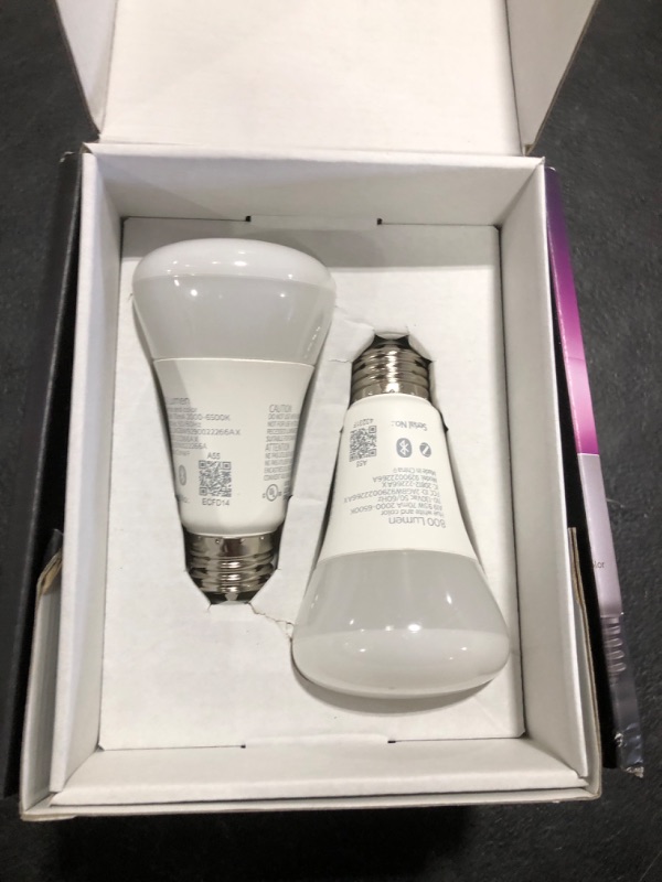 Photo 1 of Philips Hue Smart Light Starter Kit - Includes (1) Bridge and (2) 60W A19 LED Bulb, White and Color Ambiance Color-Changing Light, 800LM, E26 - Control with App or Voice Assistant