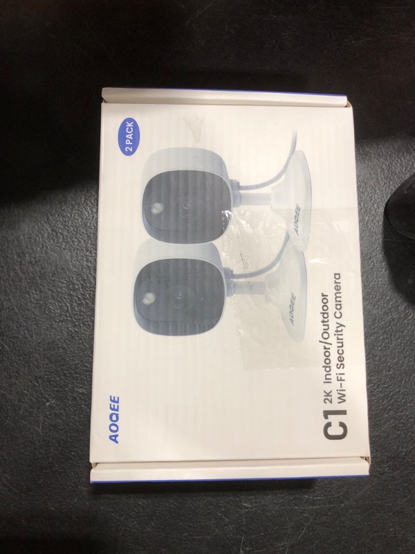 Photo 1 of AOQEE 2K Cameras for Home Security-Outdoor/Indoor Camera for Dog/Cat/Pet/Nanny/Baby, Color Night Vision, White Light, Siren, 24/7 SD Recordings, Works with Alexa/Google Home, C1-White-2P (2.4Ghz WiFi)