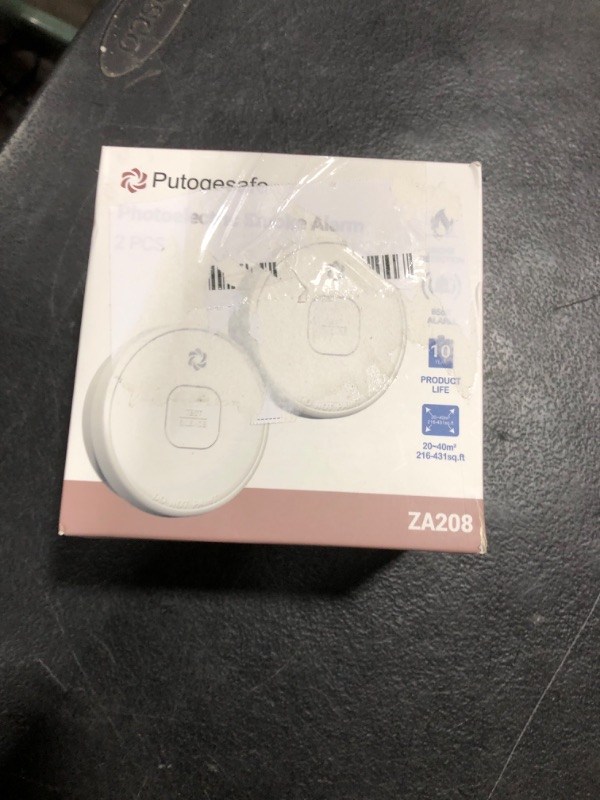 Photo 1 of Putogesafe Smoke Detector, 10-Year Smoke Alarm with Photoelectric Sensor and Built-in 3V Lithum Battery, Fire Alarm with Test Button and Low Battery Warning, Fire Safety for Home, 2 Pack