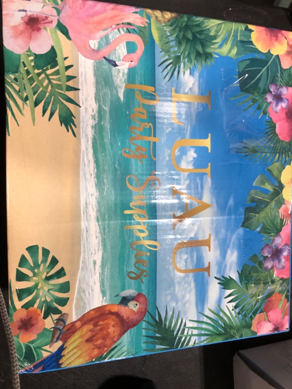 Photo 1 of Tiblue Hawaiian Luau Birthday Party Decorations 329PCS Tropical Aloha Party Supplies for Summer Beach Decor Disposable Dinnerware Set (25 Guest) with Plates Napkin Cups Table Skirt Straws Balloon Kit