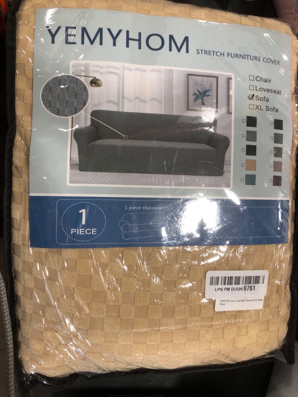 Photo 1 of YEMYHOM Couch Cover Latest Jacquard Design High Stretch Sofa Covers for 3 Cushion Couch, Pet Dog Cat Proof Slipcover Non Slip Magic Elastic Furniture Protector (Sofa, Beige)