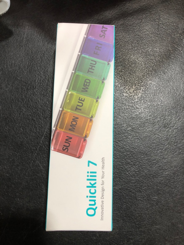 Photo 1 of Fullicon Weekly Pill Organizer 7 Day Quick Fill & Spill Proof Designed Large Pill Box with Free Labels Travel Medicine Organizer for Medicine, Vitamin, Fish Oil, Supplement (Rainbow Clear)
