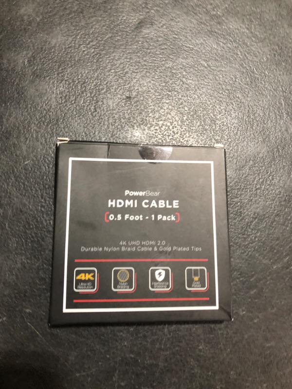 Photo 1 of PowerBear 4K HDMI Cable 0.5 ft | High Speed, Braided Nylon & Gold Connectors, 4K @ 60Hz, Ultra HD, 2K, 1080P, ARC & CL3 Rated | for Laptop, Monitor, PS5, PS4, Xbox One, Fire TV, Apple TV & More