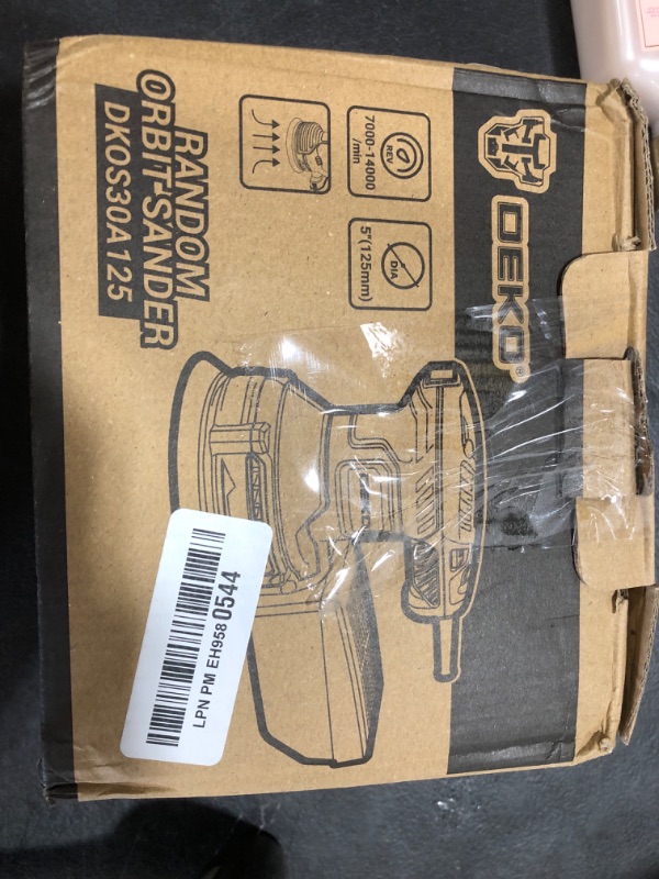 Photo 1 of Orbital Sander Corded Hand Sander: DEKOPRO 5" Random Orbital Sander with Dust Box, 6 Various Speeds Electric Palm Sander with Dust Box, 16Pcs Sandpapers for Woodworking & Sanding-Yellow
