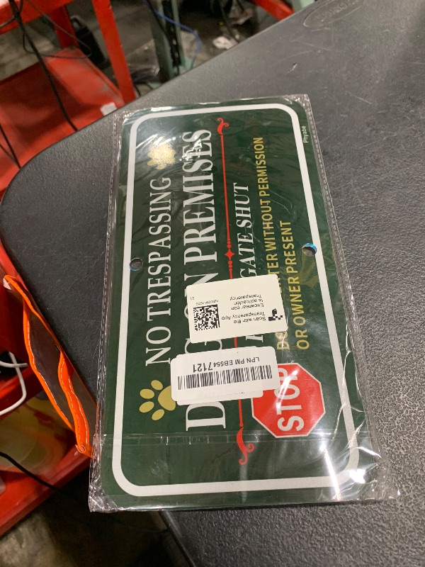 Photo 1 of Phyabe 2 Pack No Trespassing Dog On Premises Keep Gate Shut Sign, 12 x 6 inch Rust Free Aluminum Dog Sign, Weather Resistant, Waterproof, Durable Ink, Easy to Install