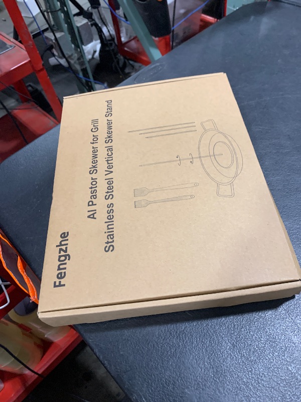 Photo 1 of Fengzhe Al Pastor Skewer for Grill?Stainless Steel Vertical Skewer, Brazilian Spit Stand with 3 Spikes,2 Brushes,Ideal for Tacos Al Pastor,Shawarma, Kebabs on Smoker, Oven,with Fat Separator Tray