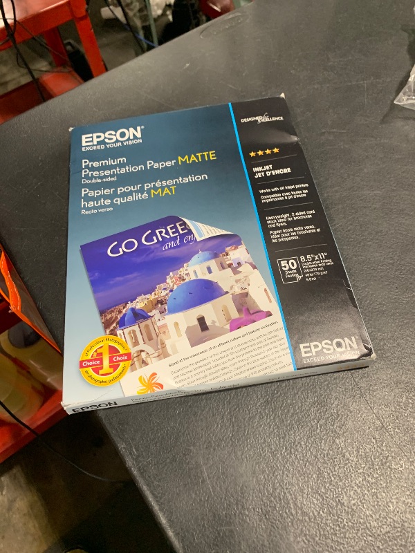 Photo 1 of Epson Premium Presentation Paper MATTE (8.5x11 Inches, Double-sided, 50 Sheets) (S041568),Bright White