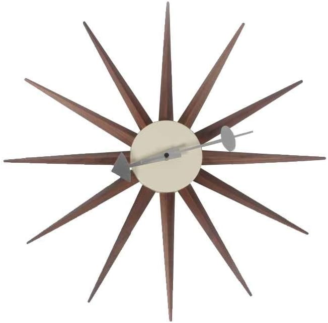 Photo 1 of 18.9"W x 18.9"H  SHISEDECO Wooden Mid Century Art Decorative Modern Silent Sunburst Wall Clocks for Home, Kitchen, Living Room, Office etc., Colorful Retro Design(Sunburst Clock Walnut)

 