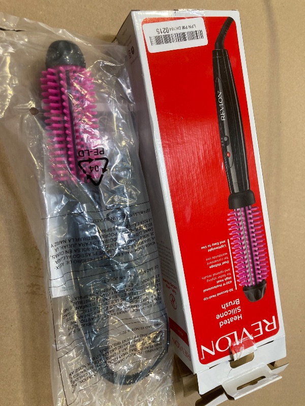 Photo 1 of REVLON Silicone Bristle Heated Hair Styling Brush | Fast, Long Lasting Volume for Easy Styling | 1" Barrel for Full Body and Smooth Styles (Black/Pink)