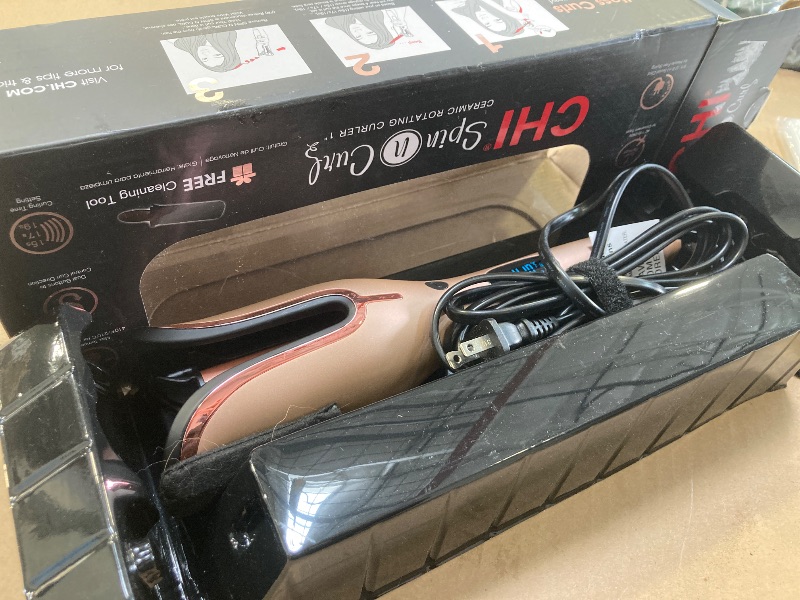 Photo 1 of CHI Spin N Curl, Curling Iron For Healthy & Shiny Effortless Curls & Waves, Provides Preset Temperature Settings For Each Hair Texture, Rose Gold