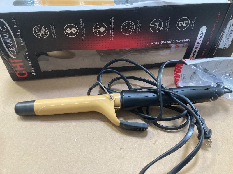 Photo 1 of CHI Ceramic Curling Iron, Hair Curler for Smooth & Shiny Curls, Adjustable Temperature & Automatic Shut-Off, 1" Barrel, Black