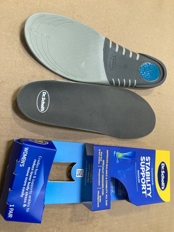 Photo 1 of ?Dr. Scholl's Stability Support Insoles, Flat Feet & Overpronation Low Arch Support, Improves Balance & Stability, Motion Control, Trim Inserts to Fit Shoes, Women's Size 6-10