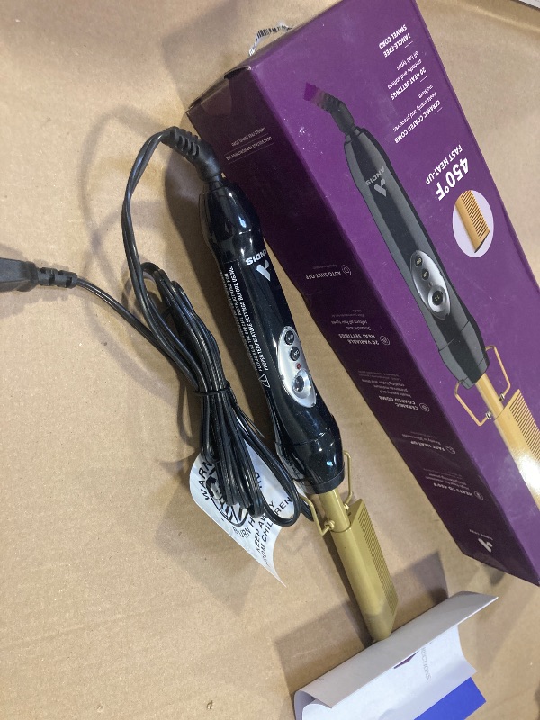 Photo 1 of Andis 38335 Professional Heat Ceramic Press Comb for Hair, Straightener - 450F High Heat with Dual Voltage - 20 Adjustable Heat-Settings, 30 Min Auto Shut-Off, Gold