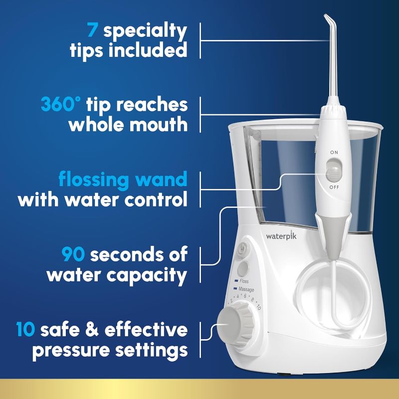 Photo 1 of Waterpik Aquarius Water Flosser Professional For Teeth, Gums, Braces, Dental Care, Electric Power With 10 Settings, 7 Tips For Multiple Users And Needs, ADA Accepted, White WP-660,  