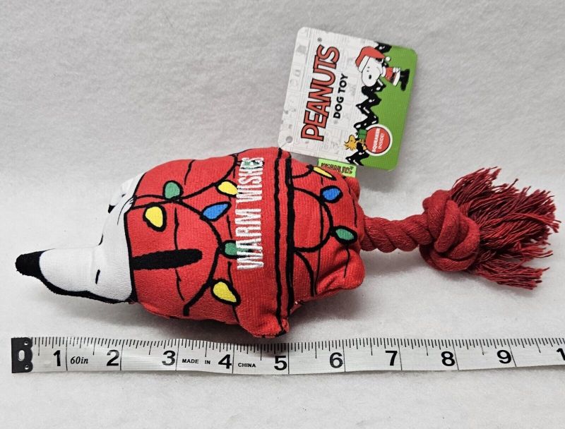 Photo 1 of Peanuts Holiday Snoopy "Warm Wishes" Dog House Squeaky Dog Toy/New
