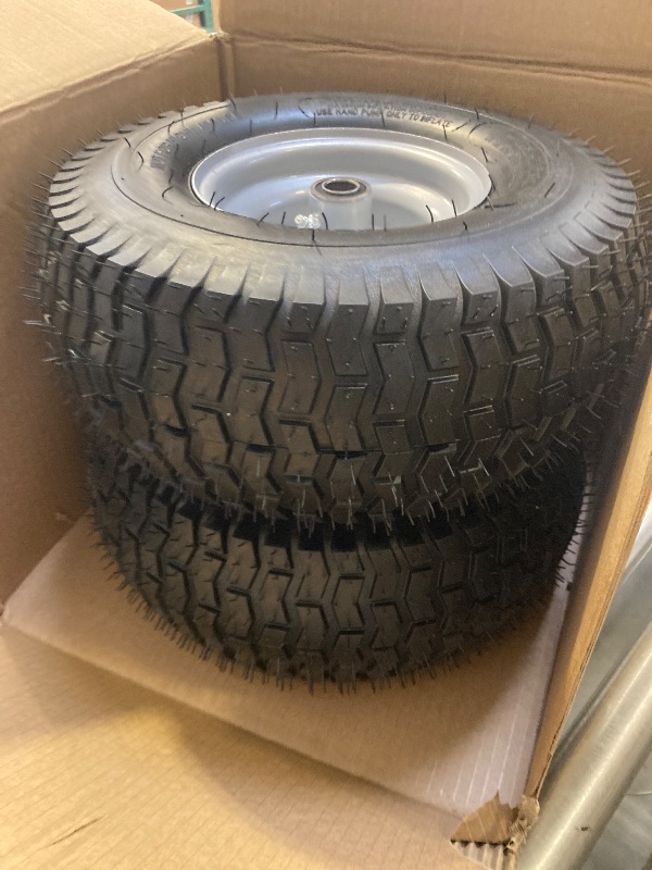 Photo 1 of 15x6.00-6nhs Lawn Mower Tires, Riding Lawn Mower and Tractor Front Tires, 15x6x6 Tire and Wheel for Residential and Commercial, 3" Offset Hub, 3/4" Bearing, 2Pack Gray, Load 570Lbs
