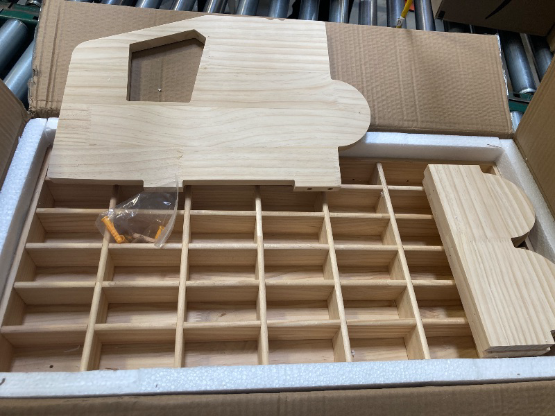 Photo 1 of Wood Toy Car Display Rack, Holds 42 Diecast Cars Model Car Display Case 1/64 Scale Toy Cars Organizer Freestanding or Wall-Mounted Toy Car Storage Cabinet