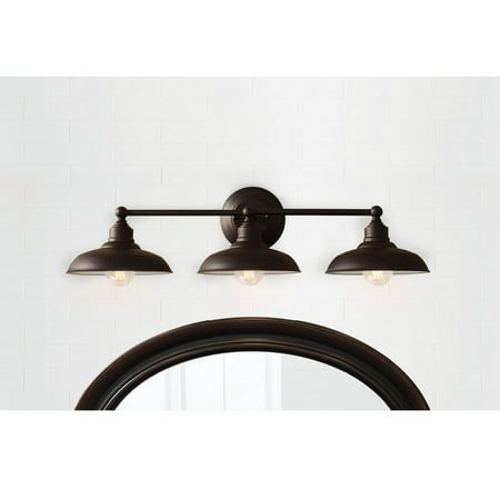 Photo 1 of Better Homes & Gardens 28.5" Farmhouse Triple Wall Scones 3-Light Vanity Light, Oil Rubbed Bronze- LIGHT BULBS NOT INCLUDED
