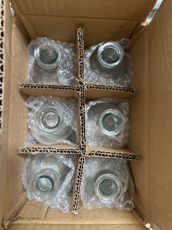 Photo 1 of Serene Spaces Living (6 Pack) Bud Vases for Apothecary Jars, Decorative Glass Bottles, Wedding Reception Centerpieces, Mini Flower Vases, Small Medicine Bottles for Home Decor