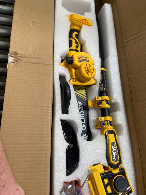 Photo 1 of 2-in-1 Cordless Pole Saw, 8 Inch Brushless Pole Chainsaws Compatibility with DEWALT 20V MAX Battery, 8 lb Lightweight, Auto Oiling, 14.8 FT MAX Extension Pole Saws for Tree Trimming