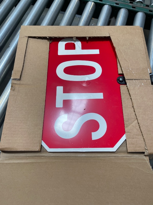 Photo 1 of Cortina ABS Plastic Pole Mounted Paddle Sign, STOP/SLOW, 03-851, 18 Sign with 9 Polygrip Handle, Red on Orange