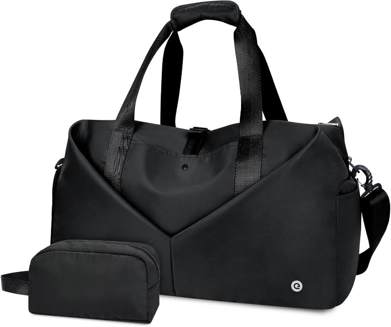 Photo 1 of Ceneda 20" Gym Duffel Bag with Wet Pocket Shoes Compartment Portable Overnight Weekender Bag Travel bag Yoga Bag for Women (Black)