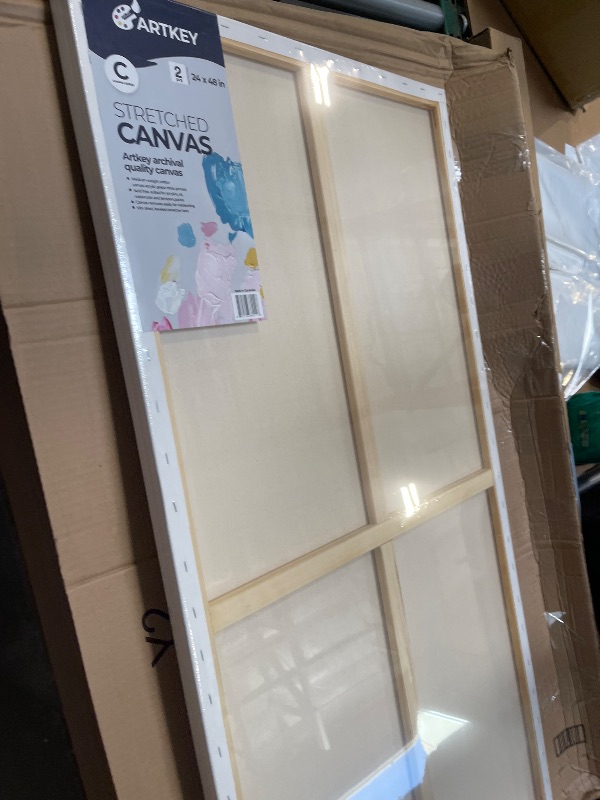 Photo 1 of Stretched Canvases for Painting 24x48 Inch 2-Pack, 12.3 oz Triple Primed Acid-Free 100% Cotton Blank Canvas, Large Art Canvases for Oil Paint Acrylics Pouring & Wet Art Media, Pour Painting