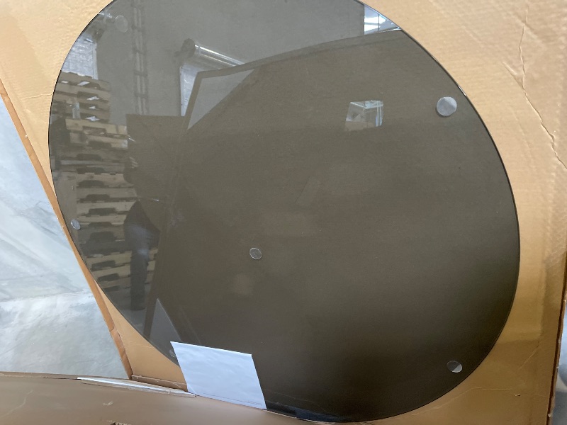 Photo 1 of 46" x 46" Glass Chair Mat, Round Tempered Glass Floor Mat for Office Chair on Carpet, Office Chair Mat for Hardwood, Hard Floor Chair Mats for Office and Home, Gray