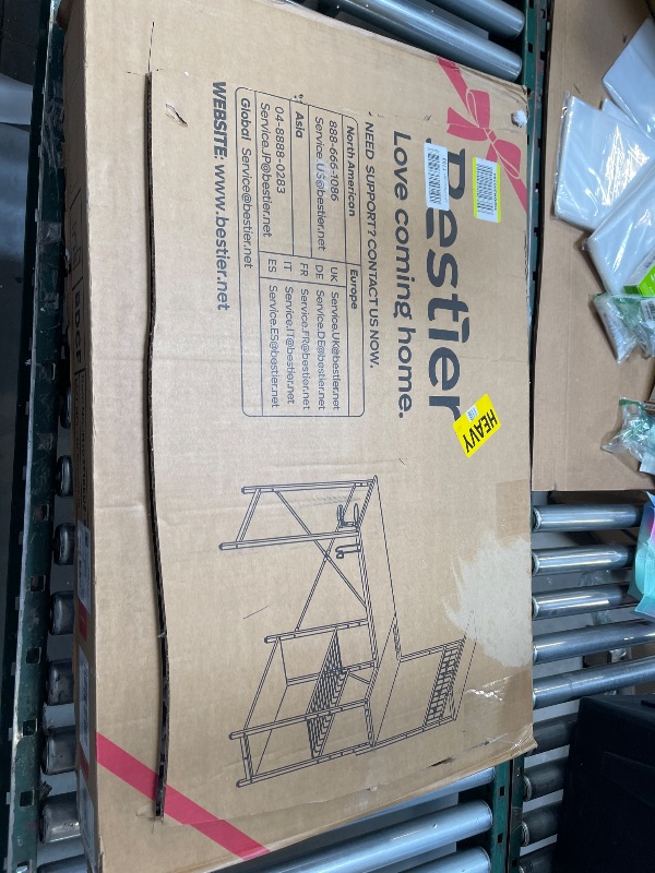 Photo 1 of Bestier Gaming Desk 51" L-Shaped, with Power Outlets & LED Lights- 4 Tier Shelves, Reversible Gamer Table with Hooks & Cup Holder for Home Office,Carbon Fiber black`