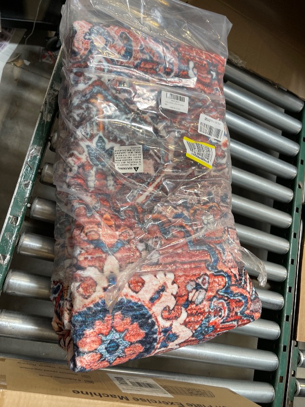 Photo 1 of ISEAU Washable Vintage Rugs - 6x9 Bedroom Area Rugs, Large Indoor Machine Washable Non-Slip Rugs for Living Room, Dining Room, Kitchen, Office, Soft Low Pile Vintage Floor Carpets Home Decor