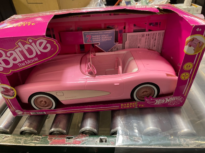 Photo 1 of Barbie Hot Wheels RC Corvette from The Movie, Full-Function Remote-Control Toy Car Holds 2 Dolls