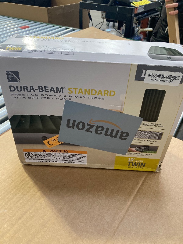 Photo 1 of Intex 64777E Dura-Beam Standard Prestige Air Mattress: Fiber-Tech - Twin Size - Hand-Held Battery Pump - 10in Bed Height - 300lb Weight Capacity