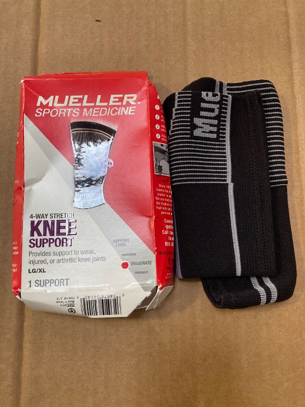 Photo 1 of MUELLER Sports Medicine 4-Way Stretch Knee Support, Knee Pain Relief Support for Men and Women, Ideal for Arthritis, Sprains, Black, Large/X-Large