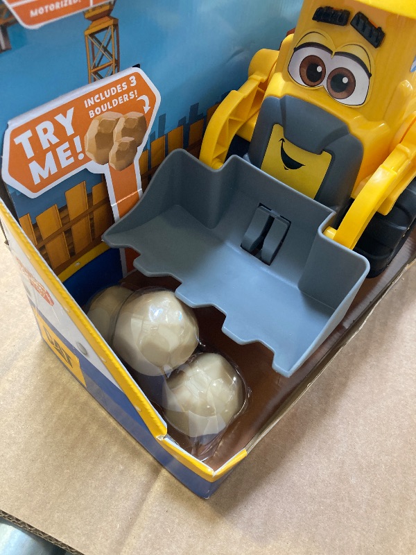 Photo 1 of CAT Construction Toys, Front Loader Toy - Interactive Forward & Back Motion, Lights & Sounds, Animated Face - Batteries & Play Rocks Included - Ages 2+