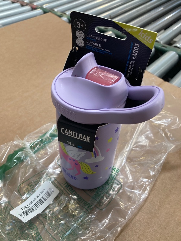 Photo 1 of CamelBak eddy+ Kids Water Bottle with Straw, Insulated Stainless Steel - Leak-Proof when Closed, 12oz, Magic Unicorns