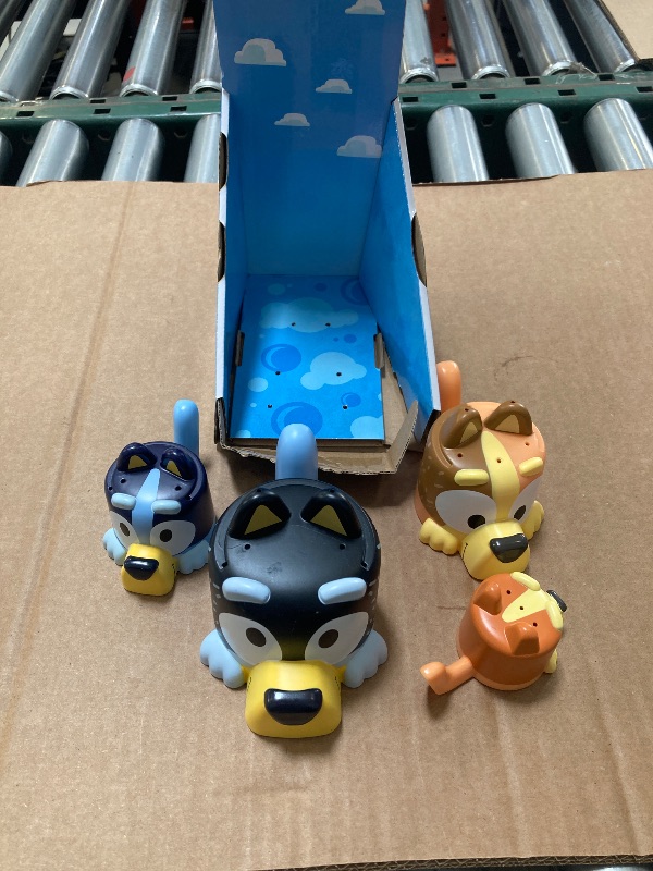 Photo 1 of TOMY Toomies Bluey Bath Toys - Bluey's Family Pourers - Water Pouring Bluey Figures Including Chilli, Bandit, Bingo, and Bluey - Toddler Easter Basket Stuffers - 4 Count - Ages 18 Months and Up