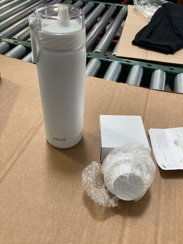 Photo 1 of Ello Cooper 22oz Stainless Steel Water Bottle with 2 Lids Chug and Straw | Leak Proof Double Walled and Vacuum Insulated | Fits Car Cupholder | Built in Carry Loop | Dishwasher Safe | White