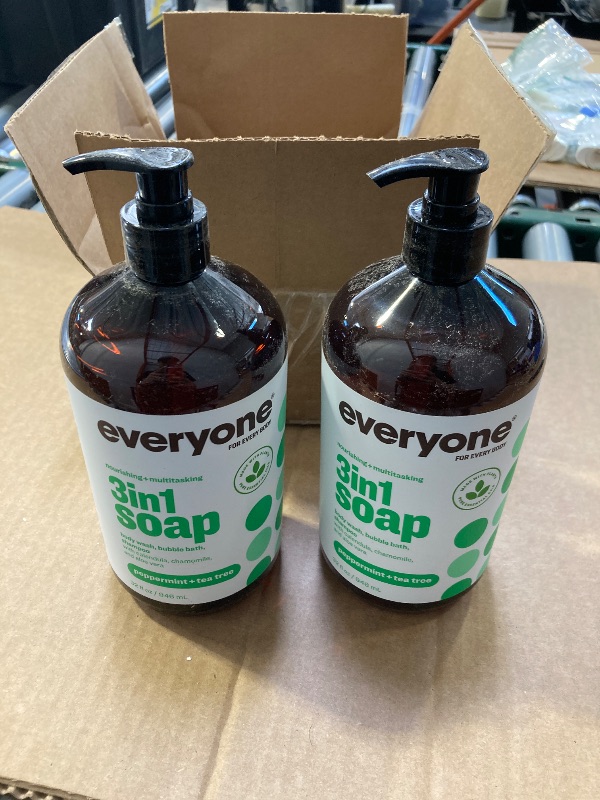 Photo 1 of Everyone Nourishing 3 In 1 Soap , 32 Ounce (Pack of 2), Body Wash, Bubble Bath, Shampoo, Peppermint Tea tree 